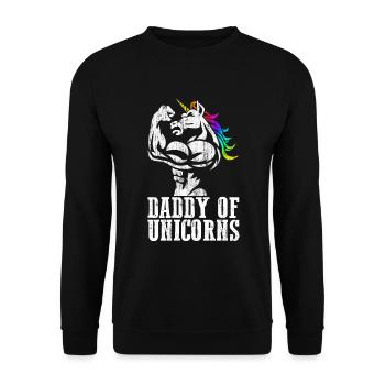 Papa der Einhörner Dadacorn Papa mit Töchter Geschenk - Unisex Pullover - Schwarz - Vorne - Alina (178cm) & Michal (187cm)