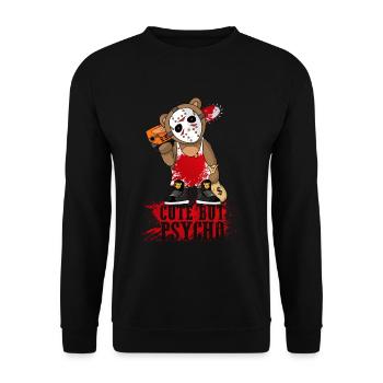 Cute But Psycho Bear With Chainsaw - Unisex Sweatshirt - black - Front - Alina (178cm) & Michal (187cm)