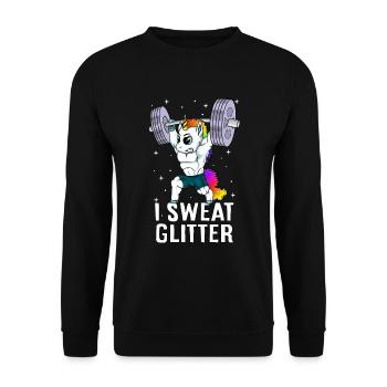 Ich schwitze beim Einhorn-Gewichtheben - Unisex Pullover - Schwarz - Vorne - Alina (178cm) & Michal (187cm)