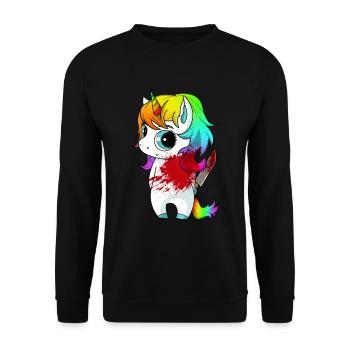 Licorne tueuse mignonne mais psycho - Sweat-shirt Unisexe - noir - Devant - Alina (178cm) & Michal (187cm)