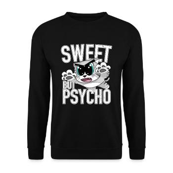 Sweet but psycho cute cat - Unisex Sweatshirt - black - Front - Alina (178cm) & Michal (187cm)