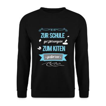 Zum Kiten geboren Kiteboarder Kitesurfen Kiten - Unisex Pullover - Schwarz - Vorne - Alina (178cm) & Michal (187cm)