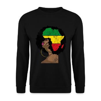 Afrikanische Königin Afro - Unisex Pullover - Schwarz - Vorne - Alina (178cm) & Michal (187cm)