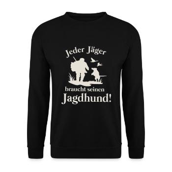Jäger jagdhund Jagen Hund Dackel Geschenk - Unisex Pullover - Schwarz - Vorne - Alina (178cm) & Michal (187cm)