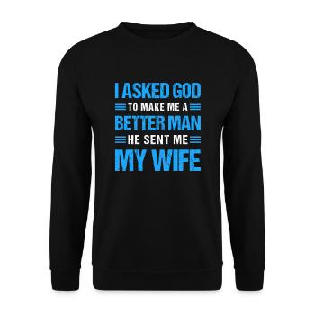 Funny Gift For Men - Unisex Sweatshirt - black - Front - Alina (178cm) & Michal (187cm)