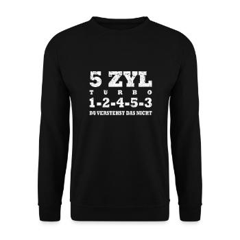 5 cylindres cinq cylindres Turbo Tunig - Sweat-shirt Unisexe - noir - Devant - Alina (178cm) & Michal (187cm)