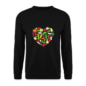 Vegan heart gift vegetarian vegetable fruit - Unisex Sweatshirt - black - Front - Alina (178cm) & Michal (187cm)