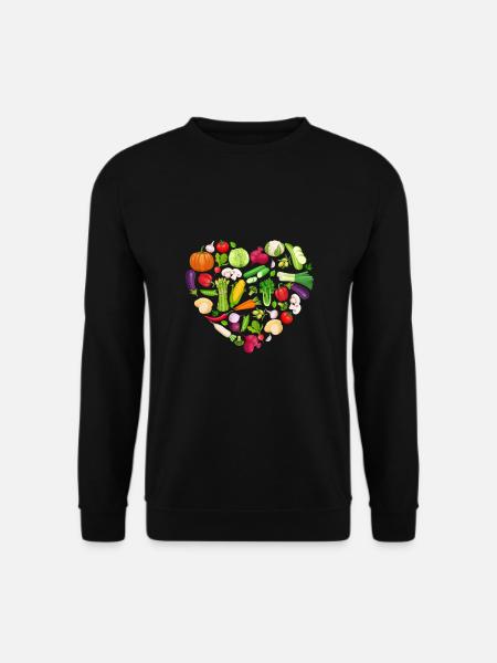 Vegan heart gift vegetarian vegetable fruit - Unisex Sweatshirt - black