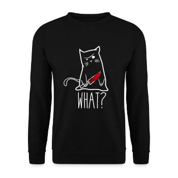 Chat meurtrier en colère quoi avec couteau adulte - Sweat-shirt Unisexe - noir - Devant - Alina (178cm) & Michal (187cm)