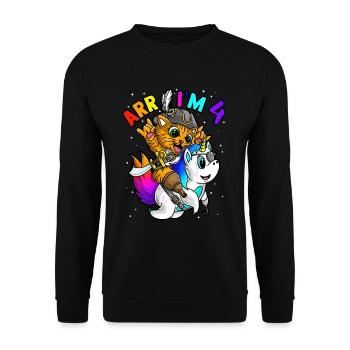 Arr Im 4 Birthday Pirate Halloween Jolly Roger - Unisex Sweatshirt - black - Front - Alina (178cm) & Michal (187cm)