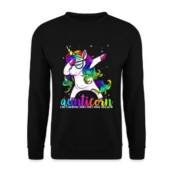Aunticorn Like A Normal Aunt Only Awesome - Unisex Sweatshirt - black - Front - Alina (178cm) & Michal (187cm)