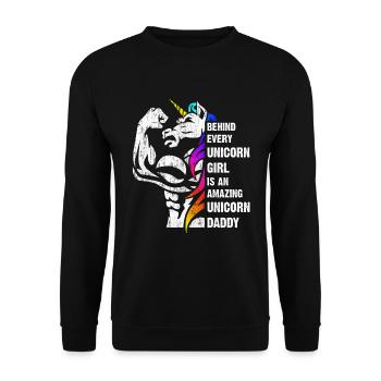 Unicorn Dad Dadacorn Dadicorn Daddycorn - Unisex Sweatshirt - black - Front - Alina (178cm) & Michal (187cm)