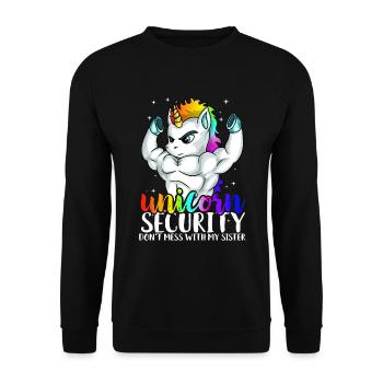 La sécurité de la licorne ne gâche pas ma soeur drôle - Sweat-shirt Unisexe - noir - Devant - Alina (178cm) & Michal (187cm)