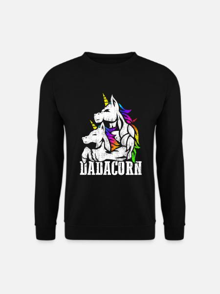 Muskel Einhorn Papa und Baby Girl Weihnachts Papa - Unisex Pullover - Schwarz
