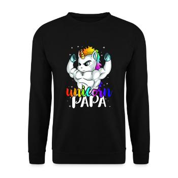 Unicorn Papa Muscle Unicorn Dad Unique Family - Unisex Sweatshirt - black - Front - Alina (178cm) & Michal (187cm)