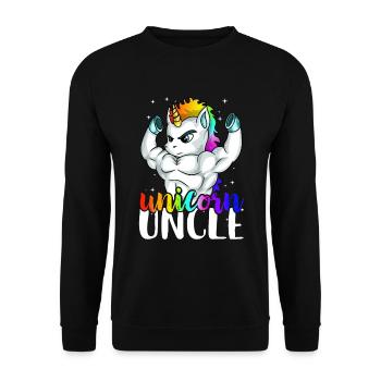 Einhorn Onkel Onkelcorn entwirft für Männer Manly - Unisex Pullover - Schwarz - Vorne - Alina (178cm) & Michal (187cm)