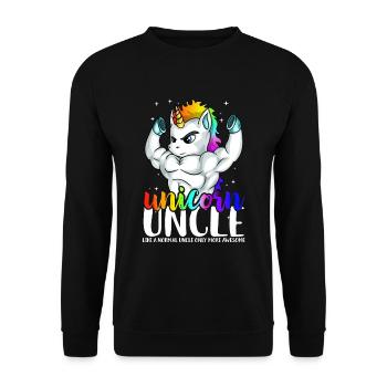 Einhorn Onkel Wie normaler Onkel Nur Awesome Mens - Unisex Pullover - Schwarz - Vorne - Alina (178cm) & Michal (187cm)