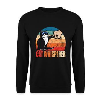Funny Retro Best Cat Whisperer with Fist Bump - Unisex Sweatshirt - black - Front - Alina (178cm) & Michal (187cm)