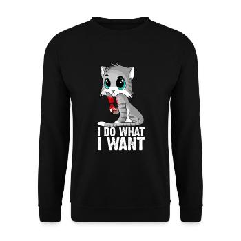 Ich mache was ich will Mörderische süße Katze Ex Freundin - Unisex Pullover - Schwarz - Vorne - Alina (178cm) & Michal (187cm)