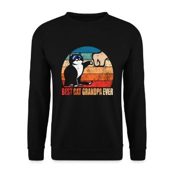 Retro Best Cat Grandpa Ever Funny Fist Bump - Unisex Sweatshirt - black - Front - Alina (178cm) & Michal (187cm)