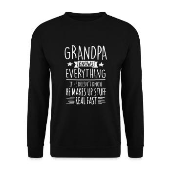 Dumme Opa kennt lustigen Opa Vatertag - Unisex Pullover - Schwarz - Vorne - Alina (178cm) & Michal (187cm)
