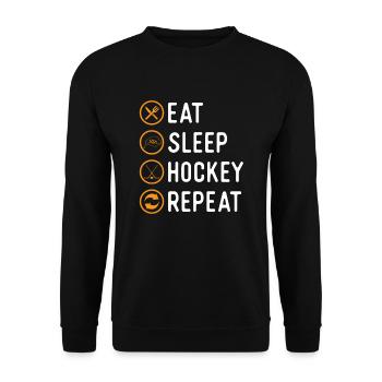 Eat Sleep Hockey Repeat Cool Fan Cadeau de Noël - Sweat-shirt Unisexe - noir - Devant - Alina (178cm) & Michal (187cm)