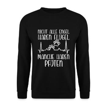 Hunde Dog lustig Süß Pfote Heartbeat - Unisex Pullover - Schwarz - Vorne - Alina (178cm) & Michal (187cm)