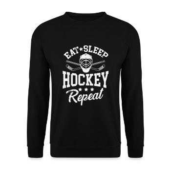 Cool Eat Sleep Hockey Repeat Goalie Coach Player - Unisex Sweatshirt - black - Front - Alina (178cm) & Michal (187cm)