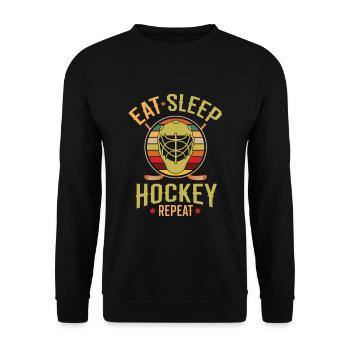 Cool Retro Eat Sleep Hockey Répétition Nouveauté - Sweat-shirt Unisexe - noir - Devant - Alina (178cm) & Michal (187cm)