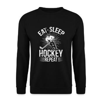 Eat Sleep Hockey Repeat Men Boys Teens Kids Youth - Unisex Sweatshirt - black - Front - Alina (178cm) & Michal (187cm)