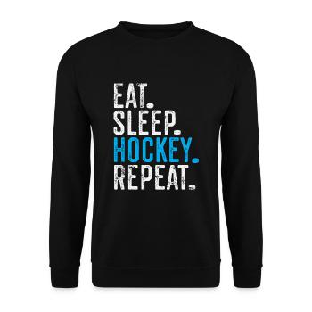 Eat Sleep Hockey Repeat Hockeydays Hockey Lover - Unisex Sweatshirt - black - Front - Alina (178cm) & Michal (187cm)
