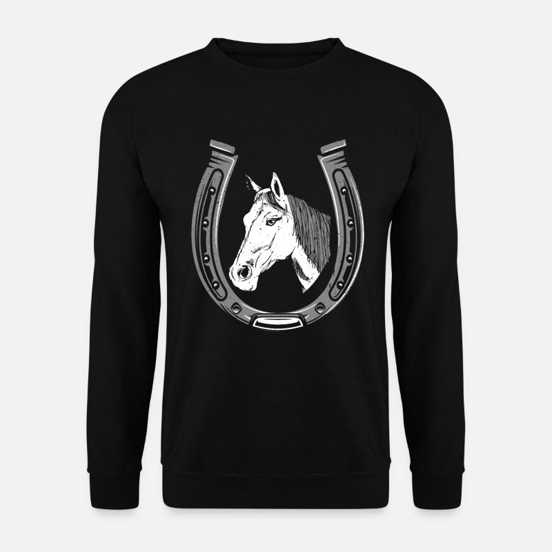 Pferde Reiterhof Reiterin Horse with horseshoe - Unisex Pullover - Schwarz