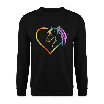Chevaux équestre équestre forme cardiaque - Sweat-shirt Unisexe - noir - Devant - Alina (178cm) & Michal (187cm)