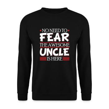 Pas besoin de craindre que l'oncle génial soit ici Gag - Sweat-shirt Unisexe - noir - Devant - Alina (178cm) & Michal (187cm)