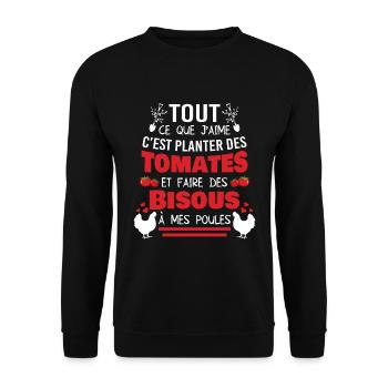 Cadeau Tomate Drôle Jardin Jardinier Humour Poules - Sweat-shirt Unisexe - noir - Devant - Alina (178cm) & Michal (187cm)