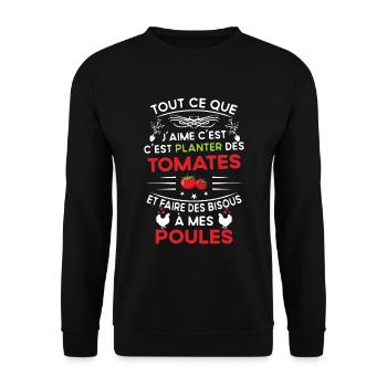 Cadeau Tomate Drôle Jardin Jardinier Humour Poules - Sweat-shirt Unisexe - noir - Devant - Alina (178cm) & Michal (187cm)