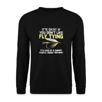 Lustiges Angler Fliegen Fischen Raubfisch Geschenk - Unisex Pullover - Schwarz - Vorne - Alina (178cm) & Michal (187cm)
