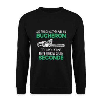 Bûcheron Tronçonneuse Humour Cadeau - Sweat-shirt Unisexe - noir - Devant - Alina (178cm) & Michal (187cm)