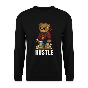 Hip Hop Teddy Bear Hustle Gun Get Money Rap Musique - Sweat-shirt Unisexe - noir - Devant - Alina (178cm) & Michal (187cm)