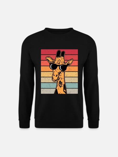 Giraffe mit Brille im Retro Vintage Design - Unisex Pullover - Schwarz