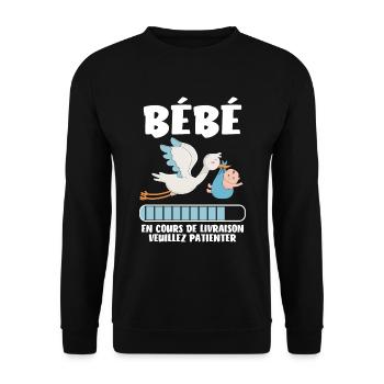 Bébé en cours de livraison - humour grossesse - Sweat-shirt Unisexe - noir - Devant - Alina (178cm) & Michal (187cm)
