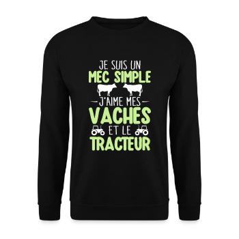 j'aime mes vaches et le tracteur - humour - Sweat-shirt Unisexe - noir - Devant - Alina (178cm) & Michal (187cm)