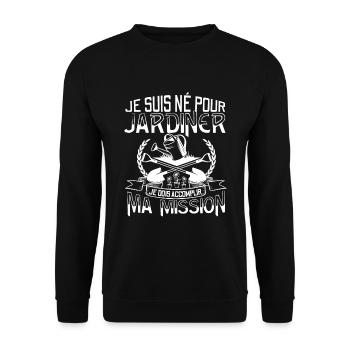 Jardin Jardinier Humour Mission Cadeau Jardinage - Sweat-shirt Unisexe - noir - Devant - Alina (178cm) & Michal (187cm)