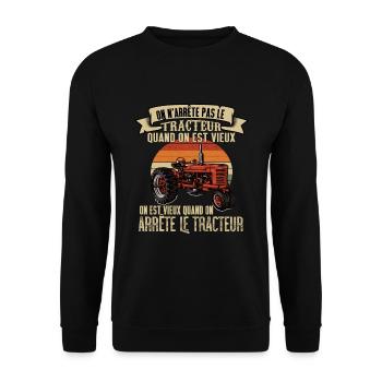 On n'arrête pas le tracteur quand on est vieux - Sweat-shirt Unisexe - noir - Devant - Alina (178cm) & Michal (187cm)