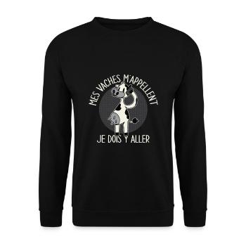 Cows Farmer Farmer Farm Cow Humor Gift - Unisex Sweatshirt - black - Front - Alina (178cm) & Michal (187cm)