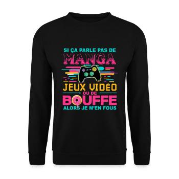 Manga Jeux vidéo Bouffe - Geek Humour Console - Sweat-shirt Unisexe - noir - Devant - Alina (178cm) & Michal (187cm)