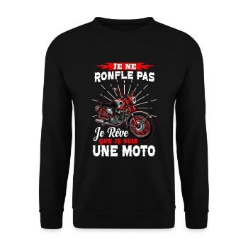 Je rêve que je suis une moto - humour motard - Sweat-shirt Unisexe - noir - Devant - Alina (178cm) & Michal (187cm)