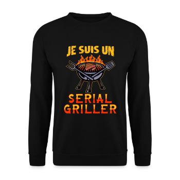 Serial Griller - Humour Barbecue - Sweat-shirt Unisexe - noir - Devant - Alina (178cm) & Michal (187cm)