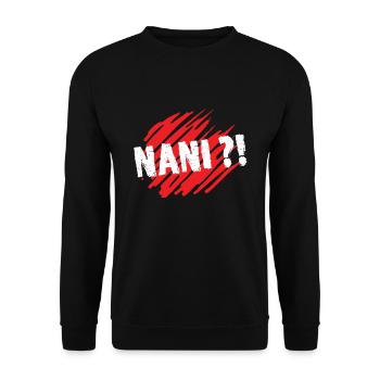 Nani? Was Manga Anime Anime Japanischer Humor - Unisex Pullover - Schwarz - Vorne - Alina (178cm) & Michal (187cm)