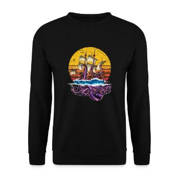 Pirate sea monster octopus octopus - Unisex Sweatshirt - black - Front - Alina (178cm) & Michal (187cm)
